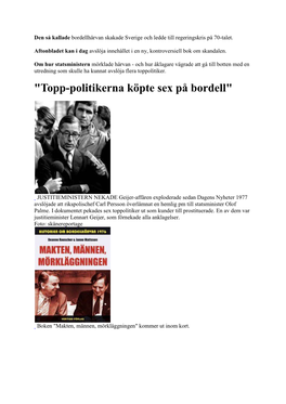 "Topp-Politikerna Köpte Sex På Bordell"