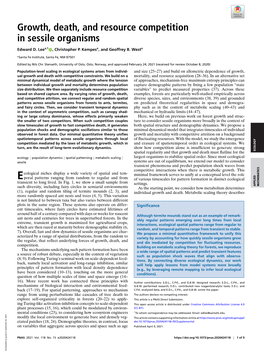 Growth, Death, and Resource Competition in Sessile Organisms