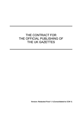 The Contract for the Official Publishing of the Uk Gazettes