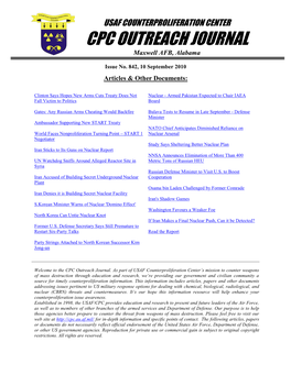 USAF Counterproliferation Center CPC Outreach Journal #842