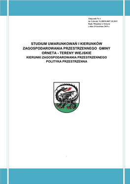 Studium Uwarunkowań I Kierunków Zagospodarowania Przestrzennego Gminy Orneta - Tereny Wiejskie Kierunki Zagospodarowania Przestrzennego Polityka Przestrzenna