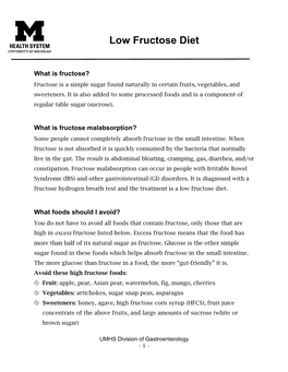 Low Fructose Diet