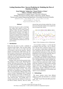 Letting Emotions Flow: Success Prediction by Modeling the Flow of Emotions in Books ? ? Suraj Maharjan Sudipta Kar Manuel Montes-Y-Gomez´ † ? Fabio A