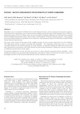 Potash – Recent Exploration Developments in North Yorkshire