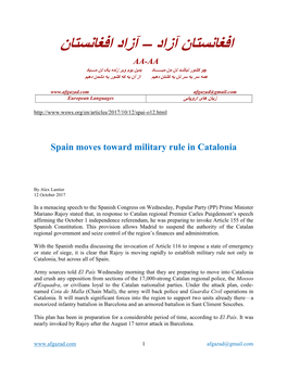 Spain Moves Toward Military Rule in Catalonia