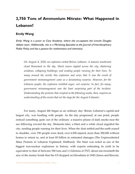 2,750 Tons of Ammonium Nitrate: What Happened in Lebanon?