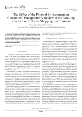 The Effect of the Physical Environment on Consumers' Perceptions: A