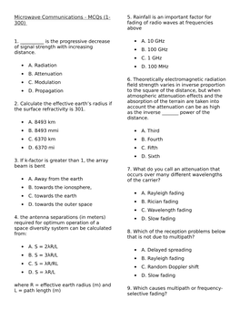 Microwave Communications - Mcqs (1- 5