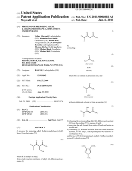 (12) Patent Application Publication (10) Pub. No.: US 2011/0004.002 A1 Maywald Et Al