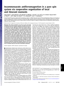 Incommensurate Antiferromagnetism in a Pure Spin System Via Cooperative Organization of Local and Itinerant Moments