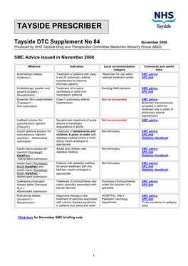 84 November 2008 Produced by NHS Tayside Drug and Therapeutics Committee Medicines Advisory Group (MAG)