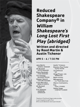 Reduced Shakespeare Company® in William Shakespeare's Long Lost