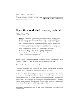 Spacetime and the Geometry Behind It Shing-Tung Yau