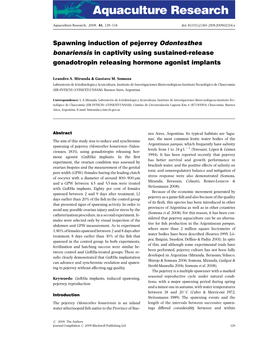 Spawning Induction of Pejerrey Odontesthes Bonariensis in Captivity Using Sustained-Release Gonadotropin Releasing Hormone Agonist Implants