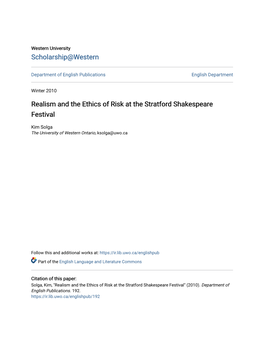 Realism and the Ethics of Risk at the Stratford Shakespeare Festival