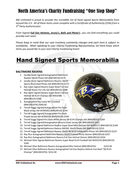 Hand Signed Sports Memorabilia from Around the U.S