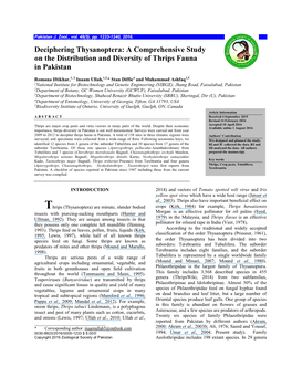 Deciphering Thysanoptera: a Comprehensive Study on the Distribution and Diversity of Thrips Fauna in Pakistan