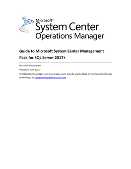 Guide to Microsoft System Center Management Pack for SQL Server 2017+