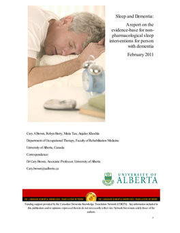 Pharmacological Sleep Interventions for Person with Dementia February 2011