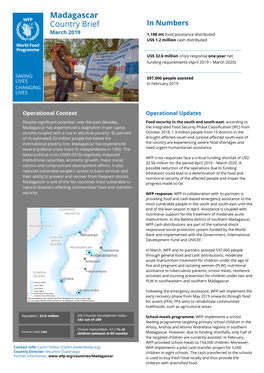 Madagascar Country Brief in Numbers