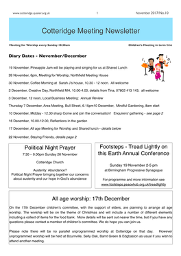 Cotteridge Meeting Newsletter