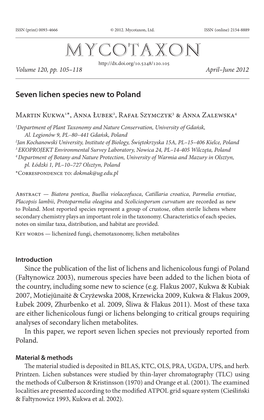 Seven Lichen Species New to Poland