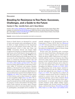 Breeding for Resistance to Tree Pests: Successes, Challenges, and a Guide to the Future Carolyn C