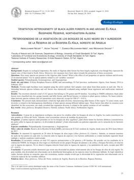 Vegetation Heterogeneity of Black Alder Forests in and Around El-Kala