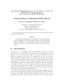 Group Action on Quantum Field Theory