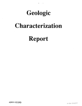 Geologic Characterization 111 Date 7/31/91 List of Appendices