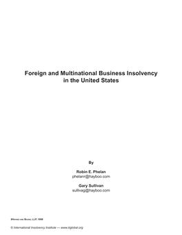 Foreign and Multinational Business Insolvency in the United States