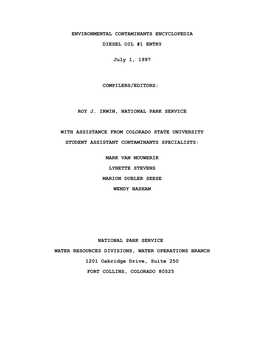 Diesel Oil #1 Environmental Hazard Summary