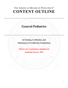 The American Board of Pediatrics® Content Outline