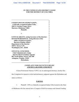 Case 1:06-Cv-00830-GK Document 1 Filed 05/05/2006 Page 1 of 20