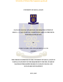 Climate Change Awareness and Risk Perception in Ghana: a Case Study of Communities Around the Muni- Pomadze Ramsar Site