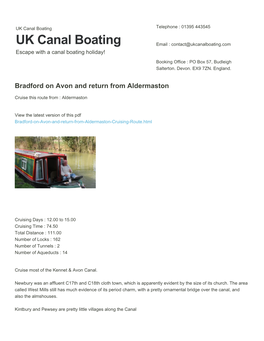 Bradford on Avon and Return from Aldermaston | UK Canal Boating
