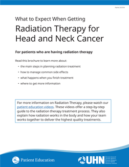 Radiation Therapy for Head and Neck Cancer