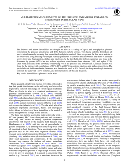 Multi-Species Measurements of the Firehose and Mirror Instability Thresholds in the Solar Wind C