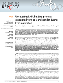 Uncovering RNA Binding Proteins Associated with Age and Gender During Liver Maturation