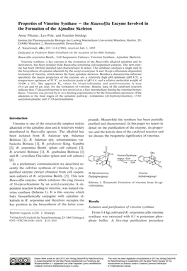 Properties of Vinorine Synthase — the Rauwolfia Enzyme Involved in the Formation of the Ajmaline Skeleton