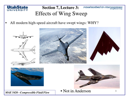 Section 7, Lecture 3: Effects of Wing Sweep