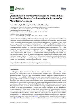 Quantification of Phosphorus Exports from a Small Forested Headwater