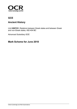 Mark Scheme for June 2018