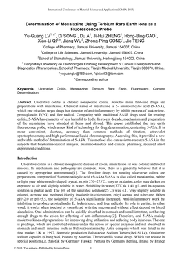 Determination of Mesalazine Using Terbium Rare Earth Ions As A