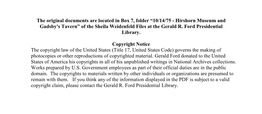 10/14/75 - Hirshorn Museum and Gadsby's Tavern” of the Sheila Weidenfeld Files at the Gerald R