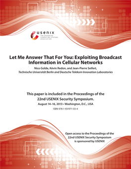 Exploiting Broadcast Information in Cellular Networks