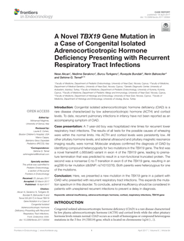 A Novel TBX19 Gene Mutation in a Case of Congenital Isolated Adrenocorticotropic Hormone Deficiency Presenting with Recurrent Respiratory Tract Infections