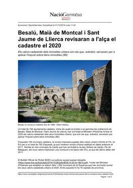 Besalú, Maià De Montcal I Sant Jaume De Llierca Revisaran a L'alça El