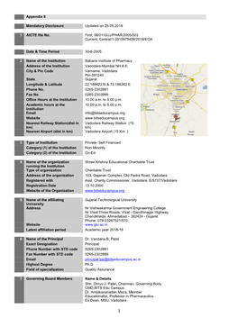 Appendix 8 Mandatory Disclosure Updated on 25.05.2018 1 AICTE