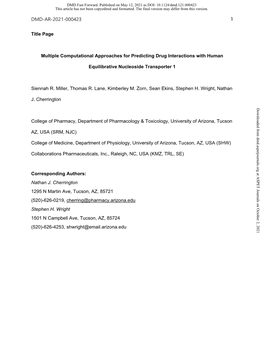 Multiple Computational Approaches for Predicting Drug Interactions with Human